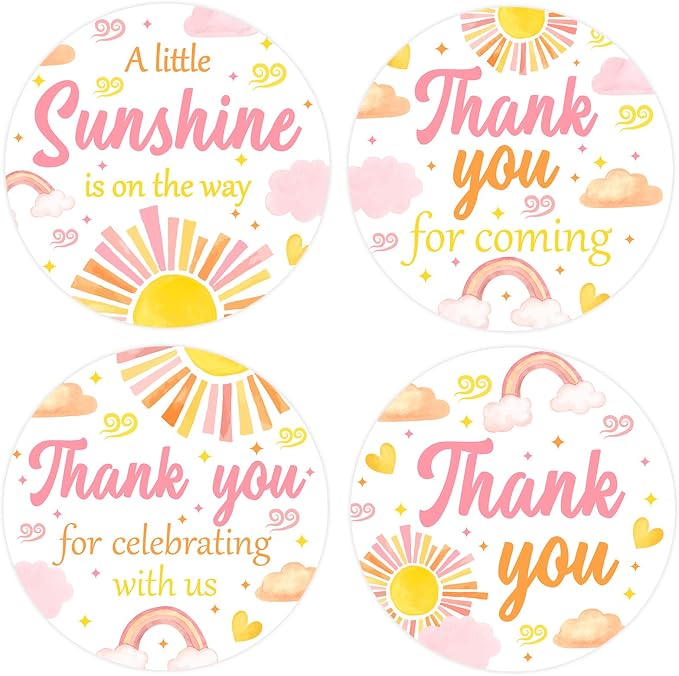 Serencatcher Sunshine Baby Shower Thank You Stickers by Serencatcher