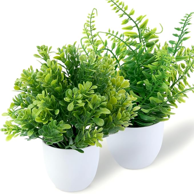 GREENTIME 2 Pack Small Fake Potted Plants by Greentime