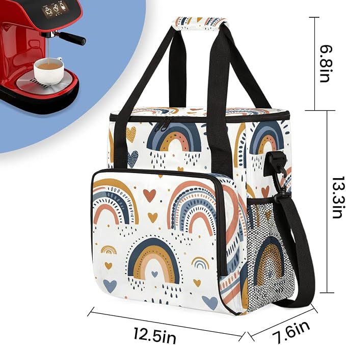 Boho Abstract Rainbow Coffee Maker Carring Bag, Large Insulated Storage - Image 2