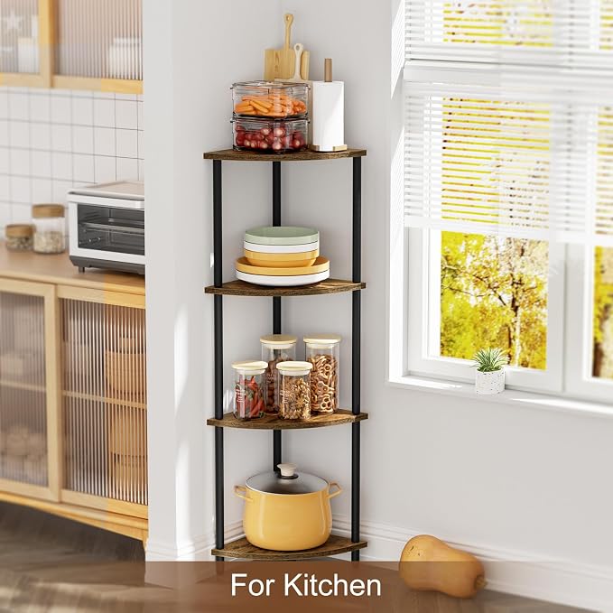 SRIWATANA 4-Tier Standing Corner Shelf, 42.9" Corner Shelf Stand - Image 4