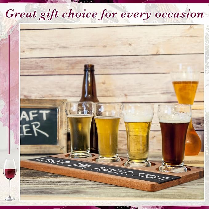 Marsui Wine Flight Tasting Set of 4, Wooden Whiskey Flight Board - Image 4