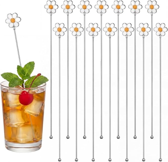 LemonRoad 20 Pcs Coffee Stirrers Daisy Stainless Steel Reusable 7.8 Inches Stir by Unknown
