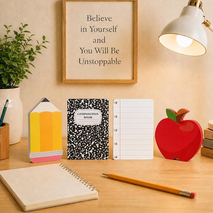 4 Pcs Back to School Decorations Set, Rustic Farmhouse Wooden Tabletop - Image 7