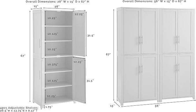 Crosley Furniture Savannah 2-Piece Pantry Storage Cabinet Set - Image 3