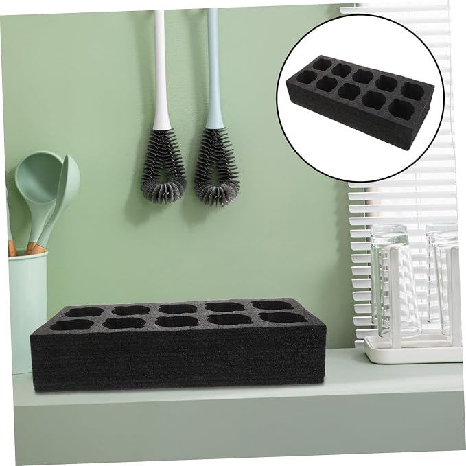 Takeout Drink Carrier Tray 10-Compartment Foam Cup Holder Black Anti-Spill Milk - Image 9