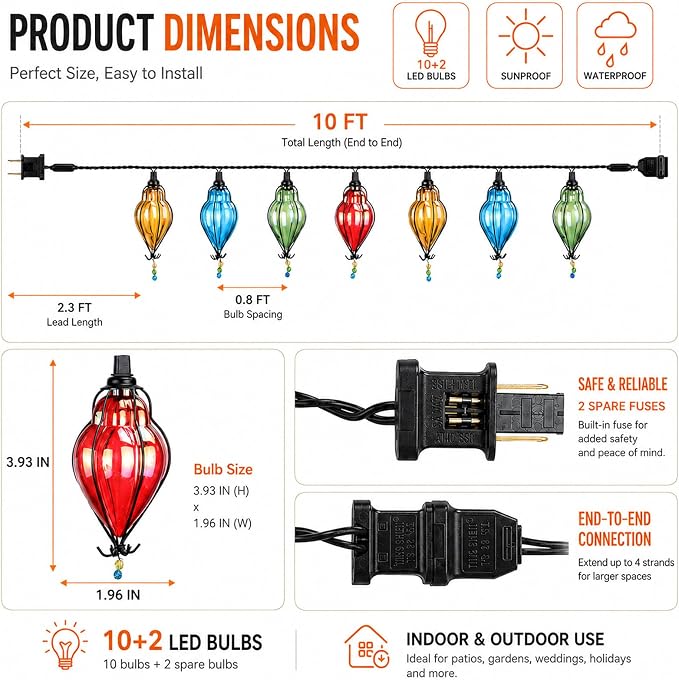 Vigdur Multicolor Flower String Lights, Decorative String Lights Plug in - Image 2