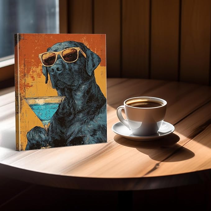 Vintage Dog Kitchen Wall Art Print Funny Labrador Drinking Poster Painting Wall - Image 6