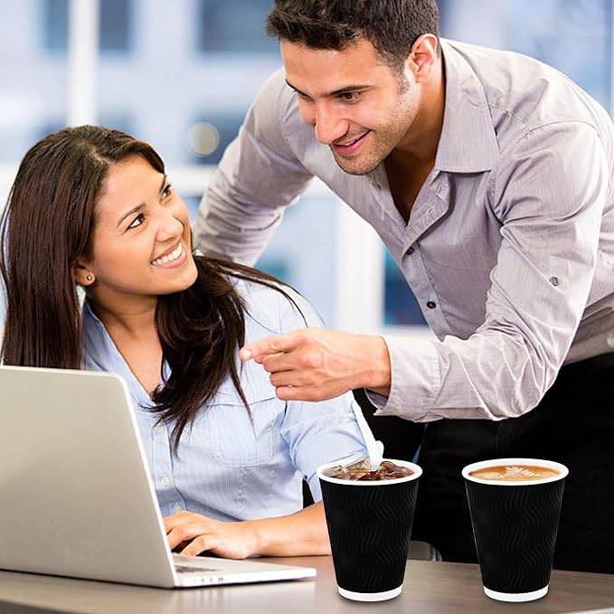 Lamosi Disposable Coffee Cups 12 oz 100 Pack, Paper Coffee Cups 12 oz - Image 4
