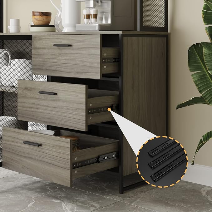 AGOTENI Large Kitchen Hutch Cabinet, Storage Cupboard Pantry - Image 7
