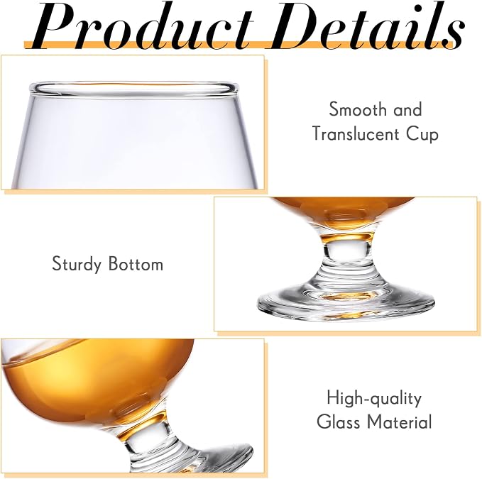 Qunclay 48 Pcs Shot Glasses Cute Cognac Snifter Small Brandy Snifter - Image 3