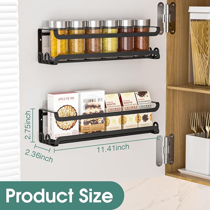 LUCYCAZ 4 Pack Wall Mounted Spice Rack - Image 3