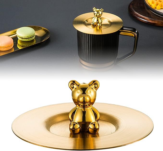 Cute Bear Cup Cover, Stainless Steel Cup Lid, Mug Covers, Reusable and Sealed - Image 3