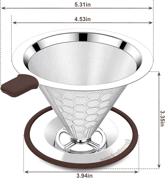 Pour over Coffee Dripper, Stainless Steel Paperless Reusable Coffee Filter - Image 3