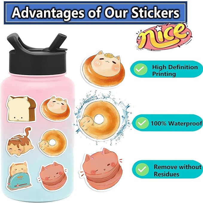 50PCS Kawaii Stickers Animal Food Word Cute Vinyl Sticker Decals Waterproof - Image 4