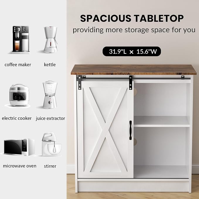 Farmhouse Coffee Bar Cabinet, Coffee Bar Table - Image 4