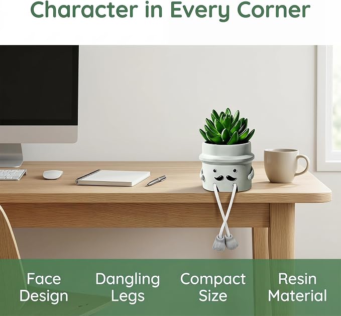 Fake Plant with Gray Flower Pot Artificial Succulents Plant - Image 3