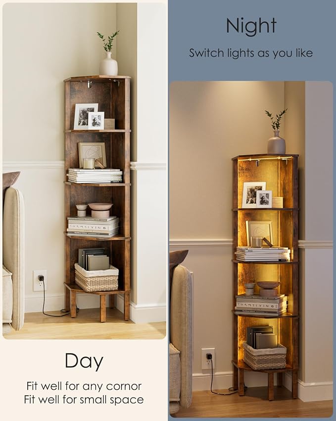 Corner Shelf Stand, 5 Tier Corner Bookshelf, Corner Furniture - Image 3