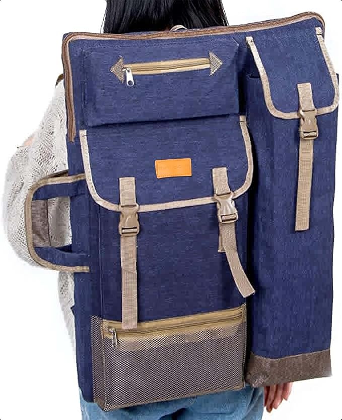 TRANSON Art Portfolio Case Artist Backpack Canvas Bag Large 26” x 19.5” - Image 7