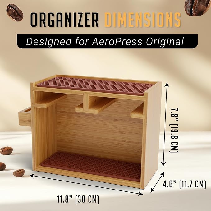 HEXNUB Organizer Stand for AeroPress Bamboo Coffee Caddy Original Brown | - Image 3
