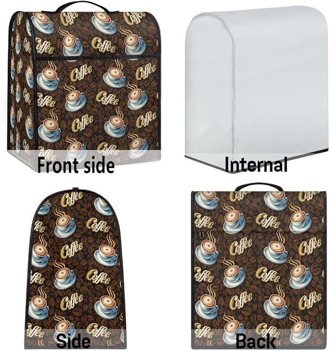 Coffee Kitchen Aid Mixer Cover Compatible Stand Mixer Dust Cover | Brown Cup - Image 7
