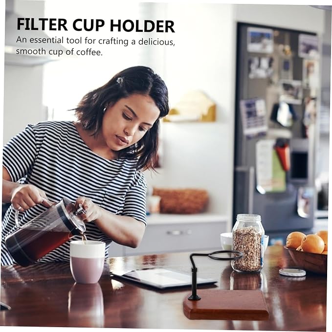 NUOBESTY 1pc Coffee Dripper Stand Solid Wood Base Hand Coffee Filter Holder - Image 5