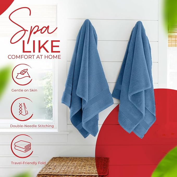 RIVERSIDE Medium Bath Towel Set of 4, 24x48 Inches – 100% Ring-Spun Cotton Bath - Image 5