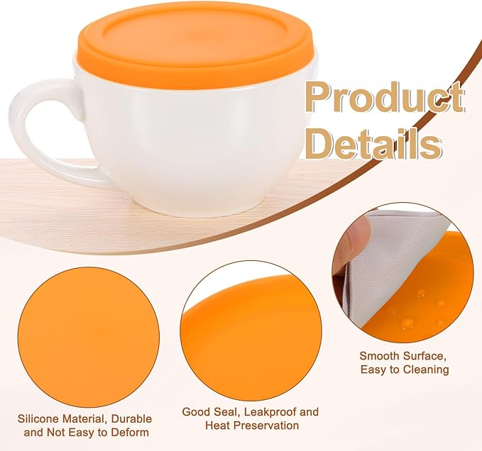 uxcell 2Pcs Silicone Cup Lids, 3.9 Inch Mug Cover Reusable Silicone Cup Covers - Image 3