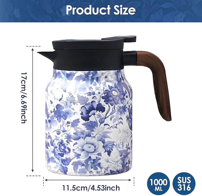 Vintage Pattern Coffee Carafes, 35 Oz/1 Liter - Image 2
