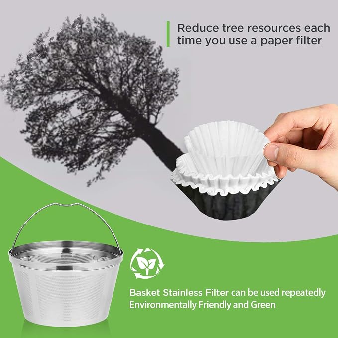 Stainless Steel Reusable Coffee Filters Basket 8 12 Cup Sturdy Permanent Coffee - Image 5