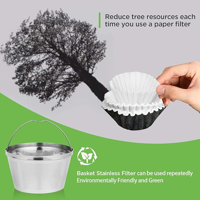 Reusable Coffee Filters 8-12 Cup Permanent Coffee Filters Basket Washable - Image 4