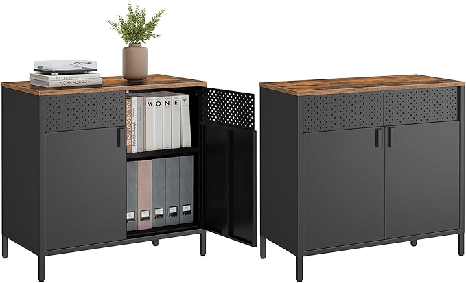SONGMICS Set of 2 Storage Cabinets, Metal Cabinet, Sideboard by Unknown