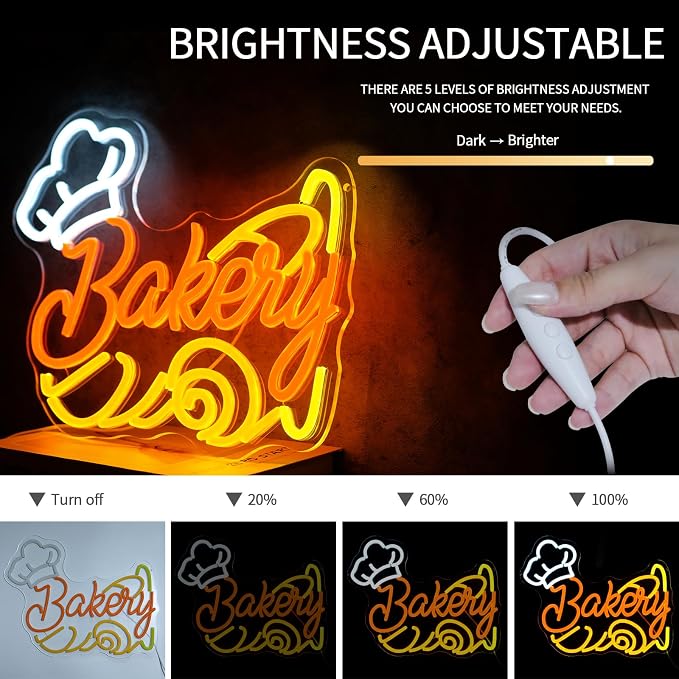 Bakery Neon Sign for Business Decor Dimmable Cake Led Lights Signs Bread Neon - Image 4