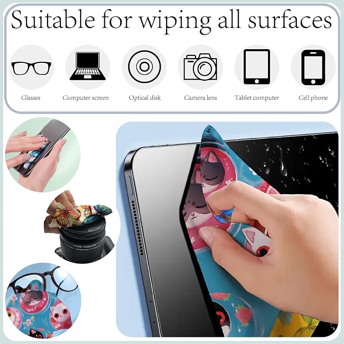 CREATCABIN 6Pcs Eyeglass Cleaning Cloth Microfiber Cleaning Cloths - Image 5