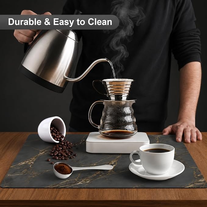 ZLR Coffee Bar Mat for Keurig & Nespresso, Marble Gray | Absorbent Dish Drying - Image 6