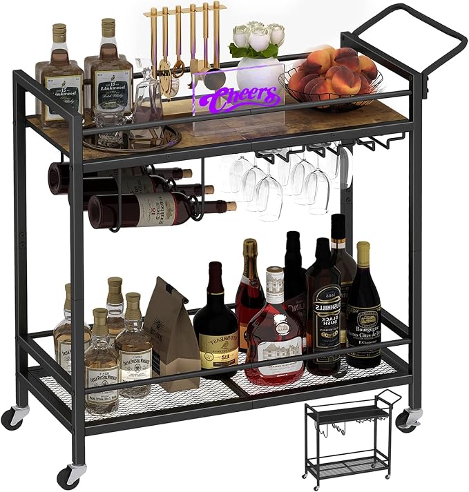 LAATOOREE Home Bar Serving Cart, Mobile Drink Beverage Cart by LAATOOREE