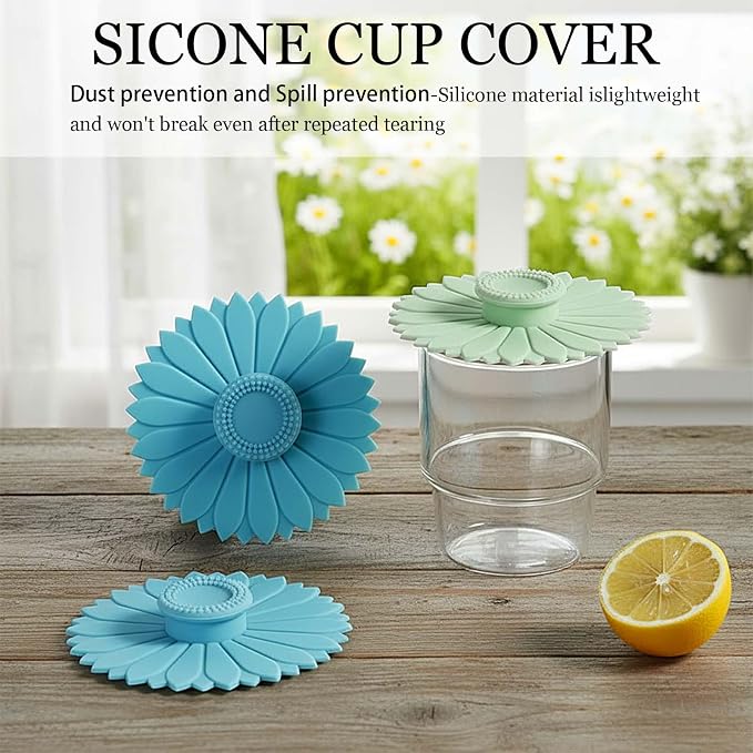Sunflower Silicone Cup Covers, Reusable & Flexible Mug Covers and Silicone Lids - Image 5
