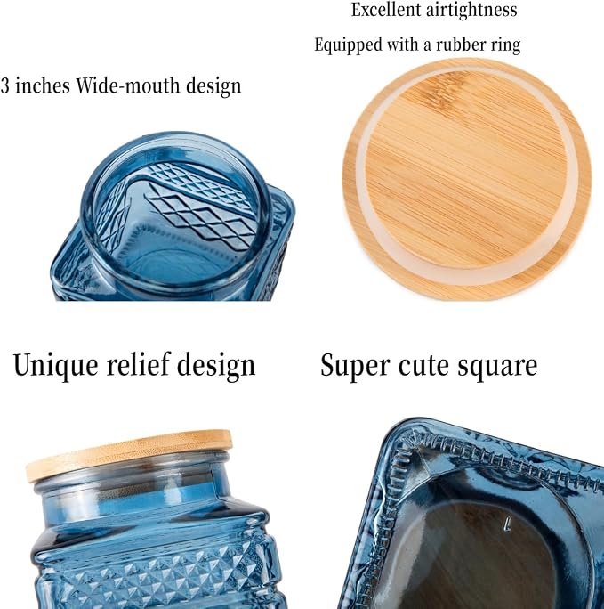 Glass Storage Canister with Airtight Lids, 20.3 FL OZ Thick Glass Candy Jar - Image 3
