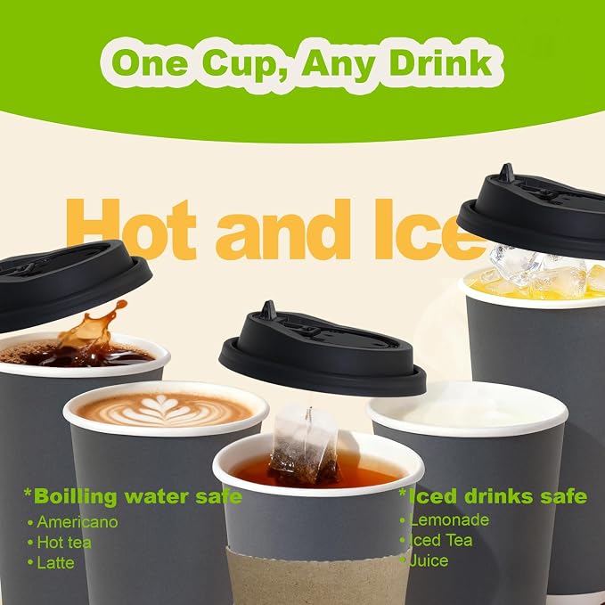 100 Pack 16 oz Disposable Coffee Cups - Image 6