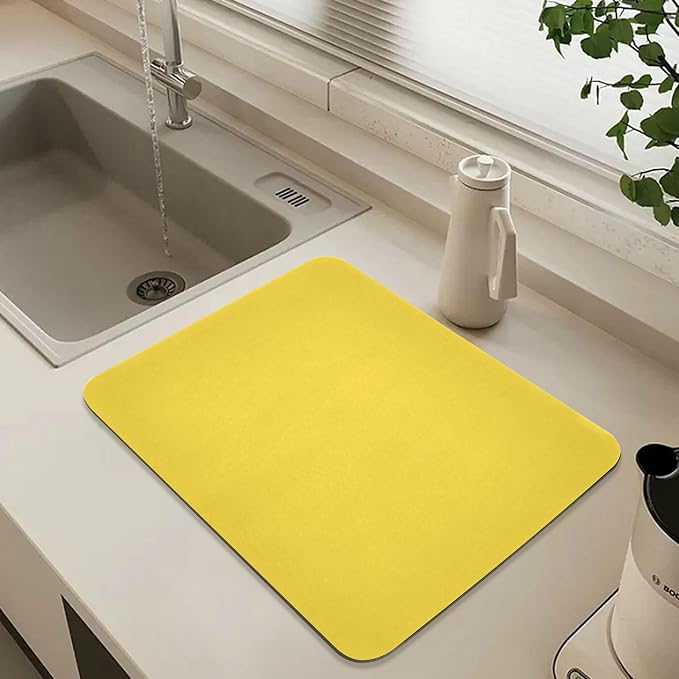 Sunny Yellow Dish Drying Mat for Kitchen Counter No-slip Rubber Bottom Coffee - Image 6