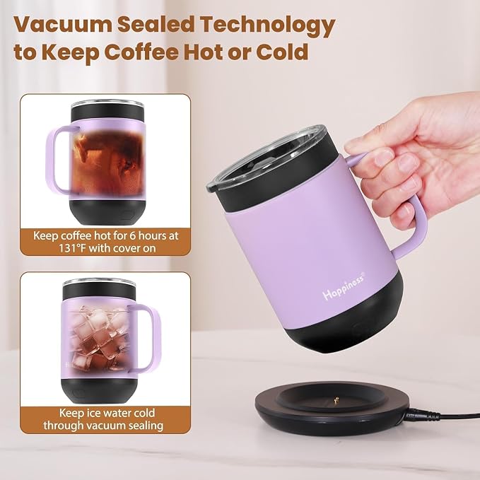 Happiness Smart Heated Coffee Mug, Rechargeable Electric Self Heating - Image 6