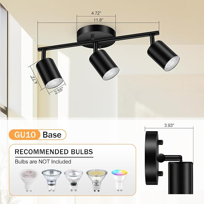 BoostArea LED 3 Light Track Lighting Kit, Flexibly Rotatable Light Head - Image 2
