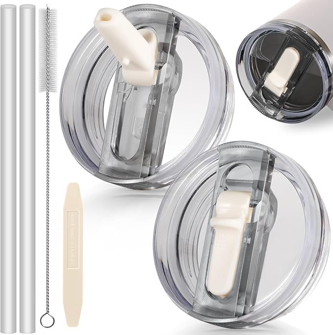 40oz Flip Straw Leak Proof Lid for Stanley Cup Accessories, 2 Pack No Spill Lid by ANTAND