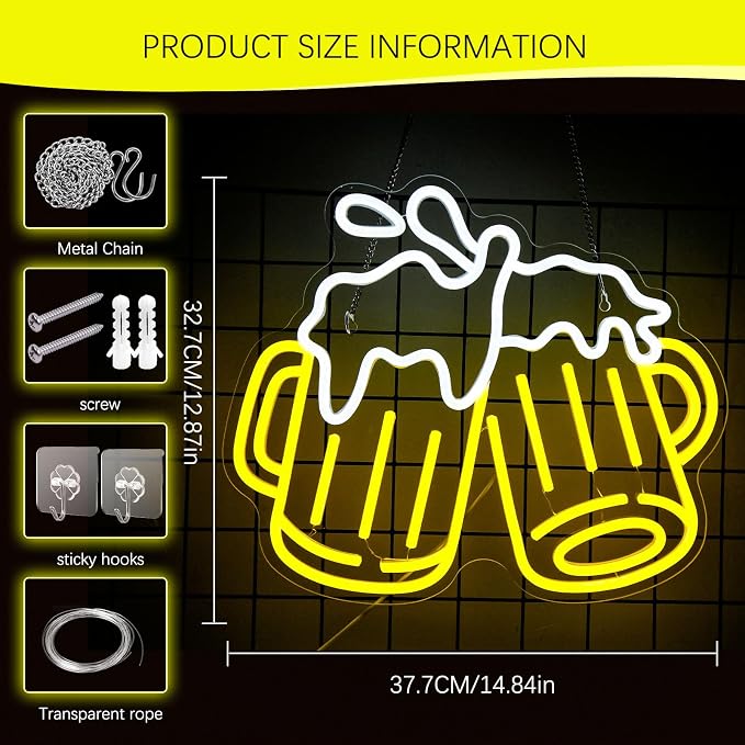 Beer Neon Sign for Wall Decor Dimmable Bar Neon Sign Led Beer Neon Lights Signs - Image 4