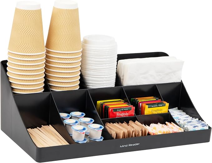 Mind Reader Cup and Condiment Station, Countertop Organizer, Coffee Bar by MindReader