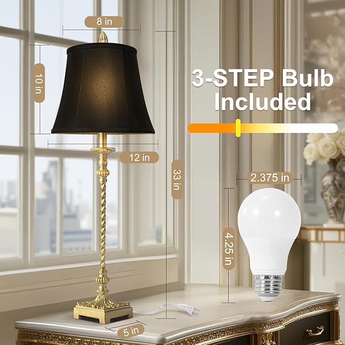 33'' Tall Vintage Table Lamp Set of 2, Candle Stick Buffet Lamps - Image 4