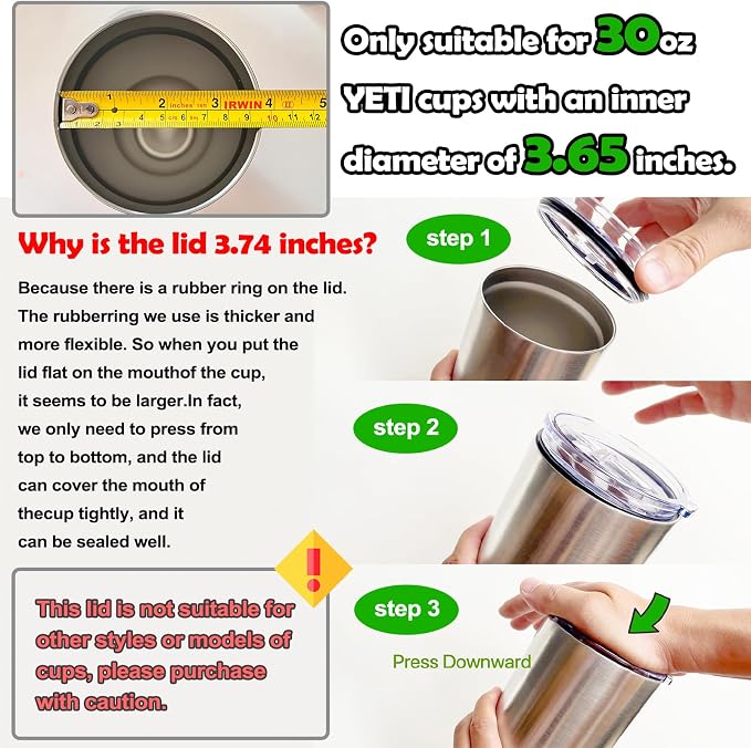 2 Replacement Lids for Stainless Steel Tumbler Travel Cup - Image 4