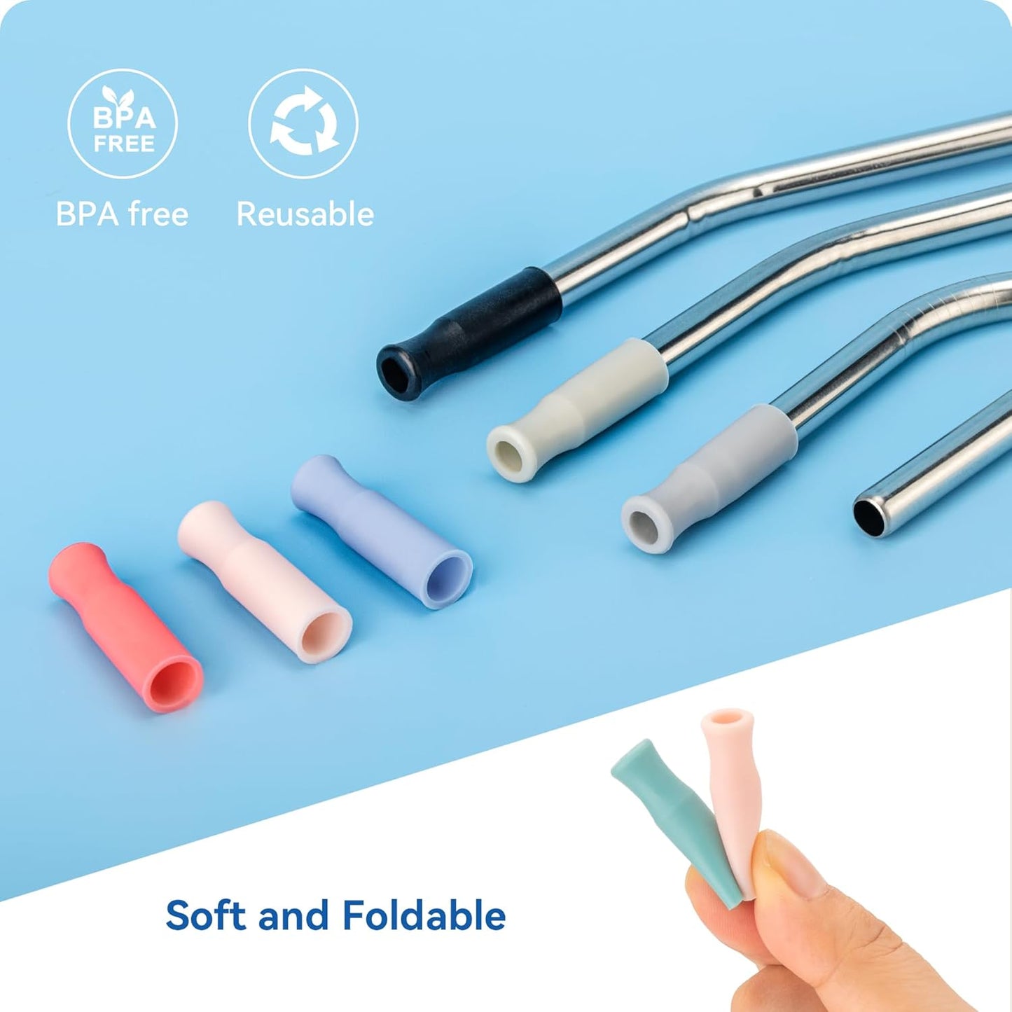 Reusable Stainless Steel Straws with Silicone Tip for Stanley 30oz, Metal Drinking Straws for 30oz Tumbler,3 Bent Tubes & 1 Cleaner Brush (Cream)