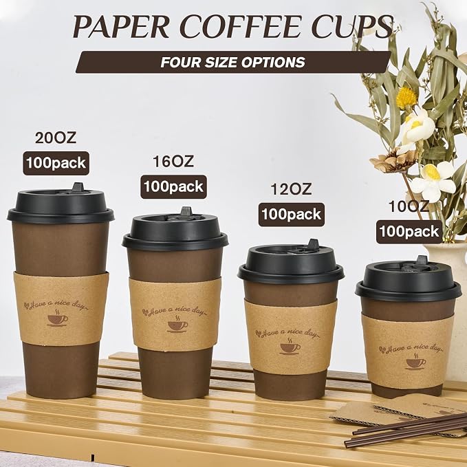 LITOPAK 100 Pack 12 oz Paper Coffee Cups - Image 7