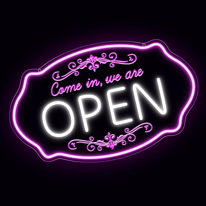 LED Neon Open Sign for Business, 16.5x10'' Come in We’re Open Sign, Wall Decor - Image 6