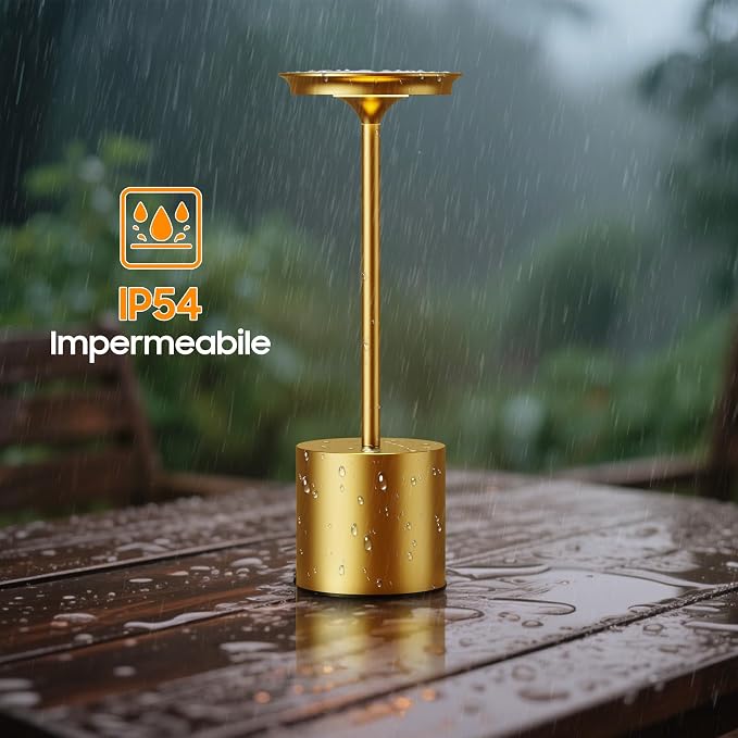 Rechargeable Cordless Metal Table Lamp, IP54 Waterproof, 6000mAh Battery - Image 4